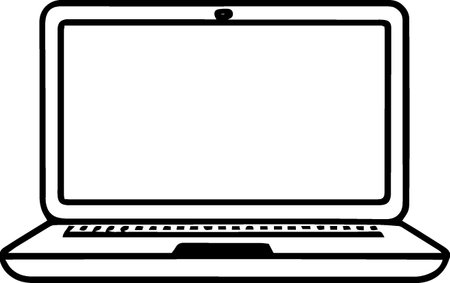 Laptop computer with blank screen isolated on white background. Vector illustrationのイラスト素材