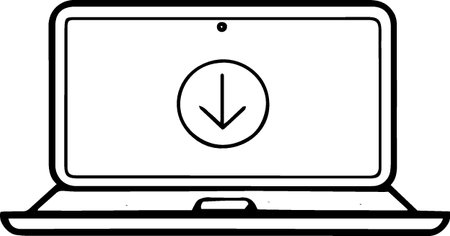 Download icon on laptop screen isolated on white background. Vector Illustrationのイラスト素材