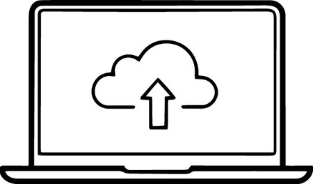 Laptop with cloud computing icon on white background. Vector illustration.のイラスト素材