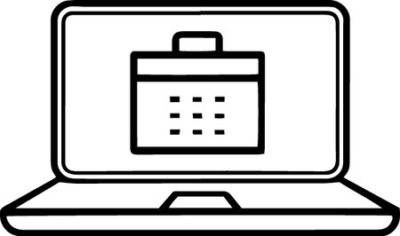 Laptop with Calendar icon isolated on white background. Vector Illustrationのイラスト素材