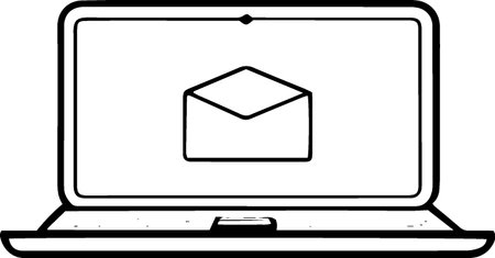 Laptop with an open envelope on the screen. Vector illustration.のイラスト素材