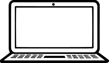 Laptop computer with blank screen isolated on white background. Vector illustrationのイラスト素材