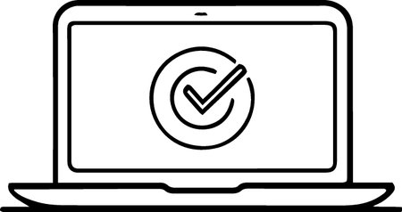 Laptop computer with check mark icon on white background, vector illustrationのイラスト素材
