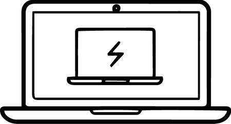 Laptop computer with lightning icon isolated on white background. Vector Illustrationのイラスト素材