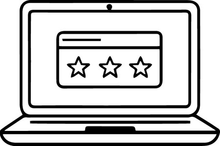 Laptop with star rating icon isolated on white background. Vector Illustrationのイラスト素材