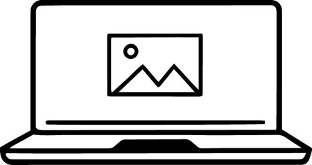 Laptop with image icon isolated on white background. Vector Illustrationのイラスト素材