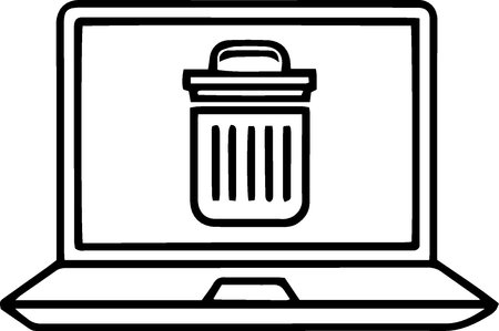Laptop with trash can icon isolated on white background. Vector Illustrationのイラスト素材