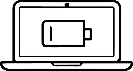 Laptop with battery on screen icon isolated on white background. Vector Illustrationのイラスト素材