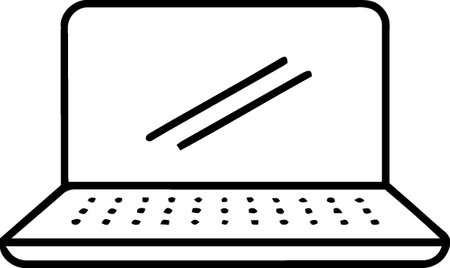 Black line Laptop icon isolated on white background. Computer notebook with empty screen sign. Vector Illustrationのイラスト素材