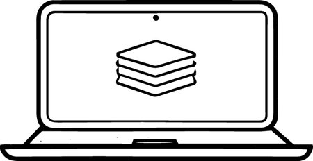 Laptop with books on screen isolated on white background. Vector illustrationのイラスト素材