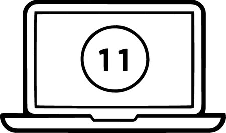 Laptop icon on white background. Laptop icon with number 11のイラスト素材