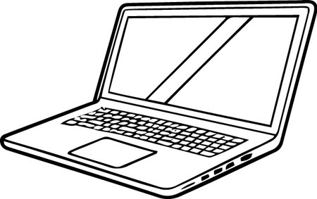 Laptop on a white background.Vector illustration ready for vinyl cutting.のイラスト素材