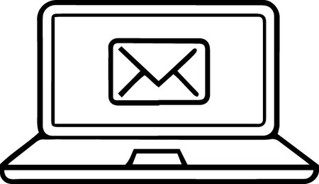 Laptop with envelope icon isolated on white background. Email message symbol. Vector Illustrationのイラスト素材