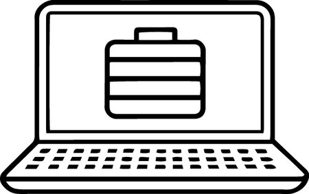 Laptop with battery icon isolated on white background. Vector Illustrationのイラスト素材