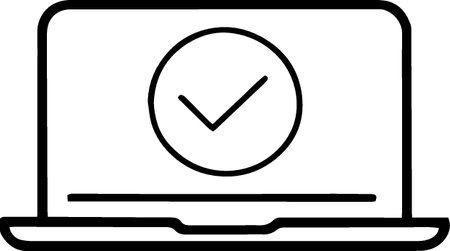 Black Laptop with check mark icon isolated on white background. Vector Illustrationのイラスト素材