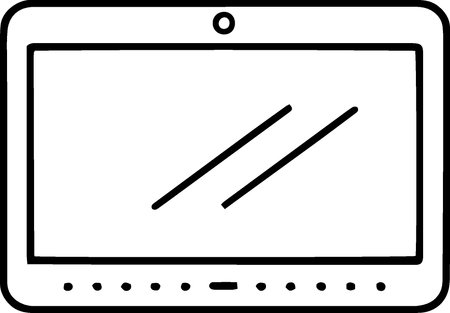 Black line Tablet icon isolated on white background. Computer notebook. Vector Illustrationのイラスト素材