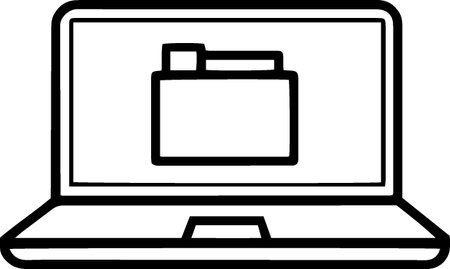 Laptop computer with folder icon isolated on white background. Vector Illustrationのイラスト素材