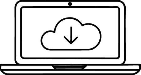 Laptop computer with cloud storage icon isolated on white background. Vector Illustrationのイラスト素材