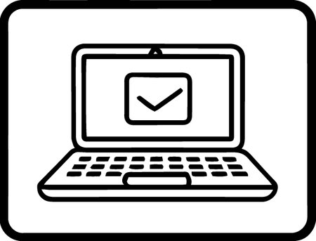 Laptop with check mark on screen vector icon. Check mark on laptop screen.のイラスト素材