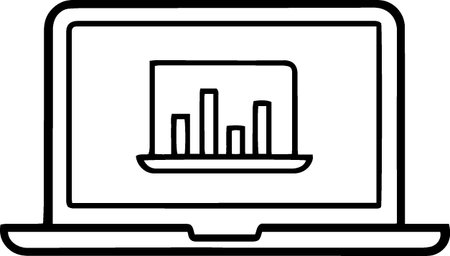 Laptop with graph on screen icon isolated on white background. Vector Illustrationのイラスト素材