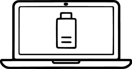 Laptop with battery icon on white background. Vector Illustration.のイラスト素材
