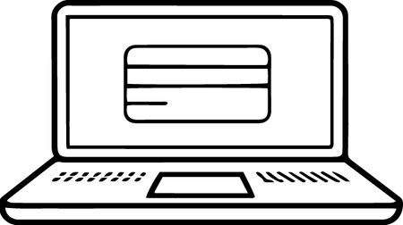 Laptop with credit card icon isolated on white background. Online shopping concept. Vector Illustrationのイラスト素材