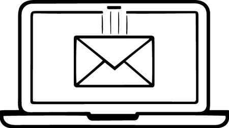 Laptop and envelope icon isolated on white background. Email marketing concept. Vector Illustrationのイラスト素材