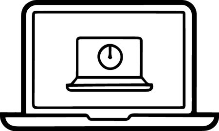 Laptop computer with time icon isolated on white background. Vector Illustrationのイラスト素材