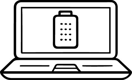 Laptop with battery icon isolated on white background. Vector Illustrationのイラスト素材