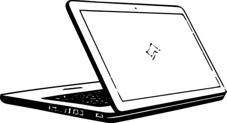 Laptop on a white background.Vector illustration ready for vinyl cutting.のイラスト素材