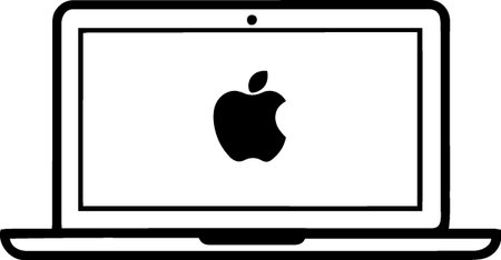 Laptop with apple icon isolated on white background. Vector Illustrationのイラスト素材