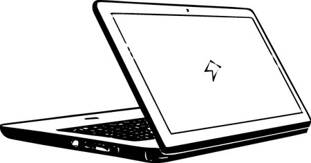 Laptop on a white background.Vector illustration ready for vinyl cutting.のイラスト素材