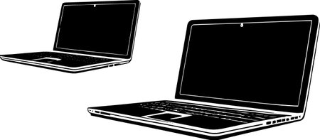 Laptop on a white background.Vector illustration ready for vinyl cutting.のイラスト素材