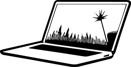 Laptop on a white background. Vector illustration ready for vinyl cutting.のイラスト素材