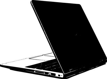 Laptop on a white background.Vector illustration ready for vinyl cutting.のイラスト素材