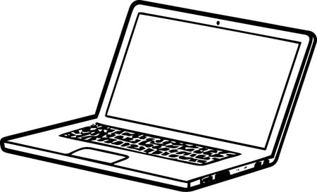 Laptop on a white background.Vector illustration ready for vinyl cutting.のイラスト素材