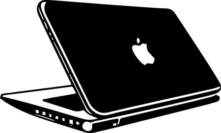 Laptop on a white background.Vector illustration ready for vinyl cutting.のイラスト素材