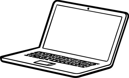 Laptop on a white background. Vector illustration ready for vinyl cutting.のイラスト素材