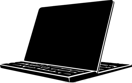 Laptop on a white background.Vector illustration ready for vinyl cutting.のイラスト素材