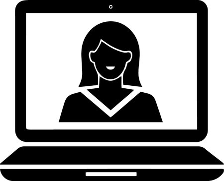 Video conference icon isolated on white background. Online meeting work form homeのイラスト素材