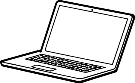 Laptop on a white background.Vector illustration ready for vinyl cutting.のイラスト素材