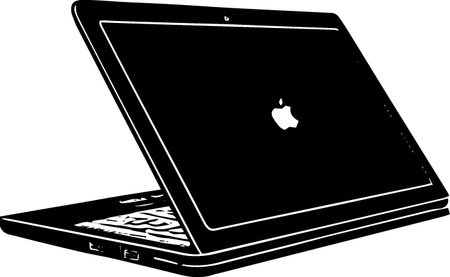 Laptop on a white background.Vector illustration ready for vinyl cutting.のイラスト素材