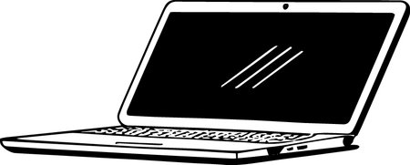 Laptop on a white background. Vector illustration ready for vinyl cutting.のイラスト素材