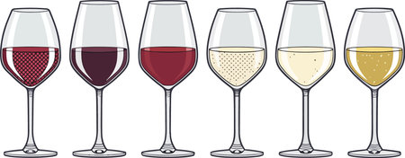 Colorful Wine Glass Vector Set â Red Wine, White Wine, Cocktail, and Party Drink Illustrationのイラスト素材