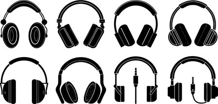 headphones icon set isolated on a white background. vector file.のイラスト素材