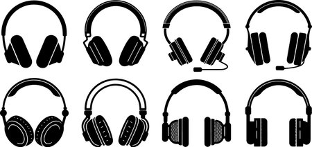 Headphones set isolated on white background. Vector illustration for your designのイラスト素材