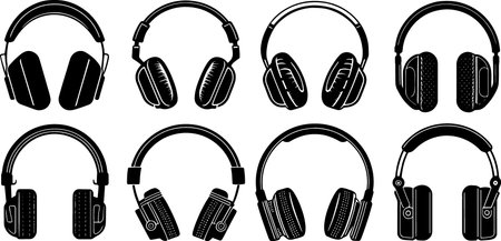 Headphones set isolated on the white background. EPS10 vector.のイラスト素材