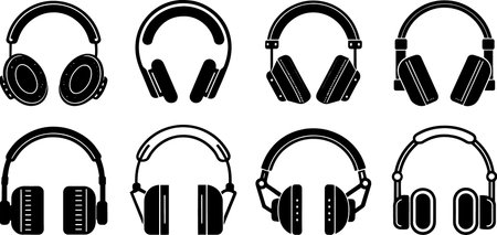 headphones icon set isolated on white background. headphones vector illustration.のイラスト素材