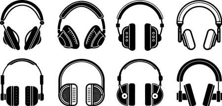Headphones set isolated on white background. Vector illustration. Eps 10のイラスト素材