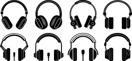 headphones icon set isolated on a white background. vector file.のイラスト素材